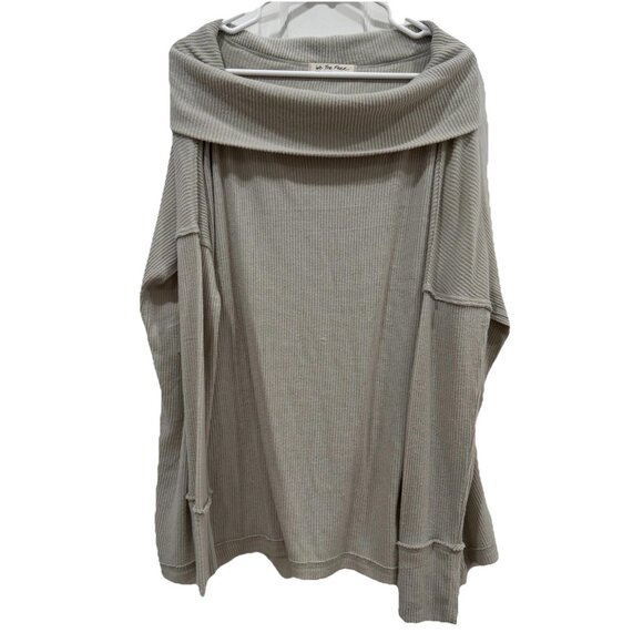 We The Free‎ Sweater Women's Size M Gray Back Slit Cowl Neck Ribbed Long Sleeve - Picture 2 of 10